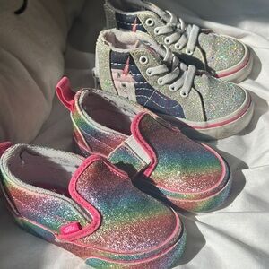 Vans Glittery Rainbow and Silver Kids Shoes